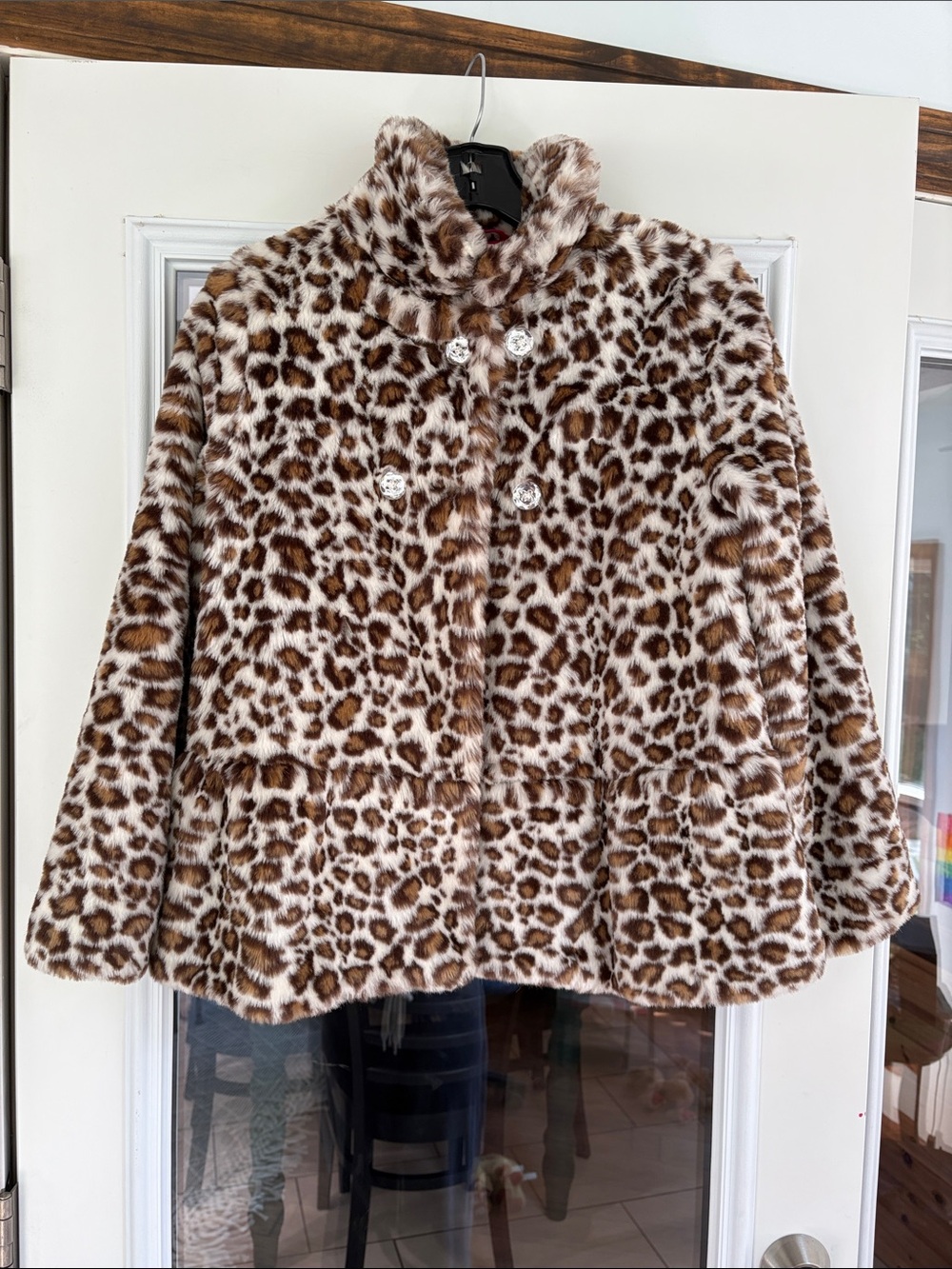 Gymboree Girls Leopard Faux Fur Coat - Brown & Cream